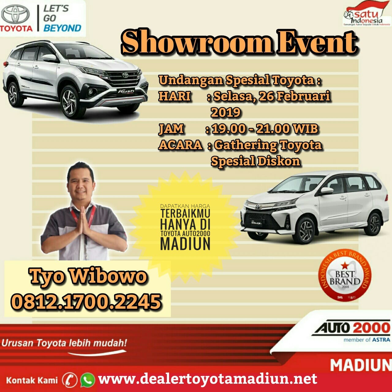 EVENT SPESIAL TOYOTA, HARI SELASA,26 FEB 2019, DAPATKAN HARGA KHUSUS ,SEGERA HUB TYO 081217002245 