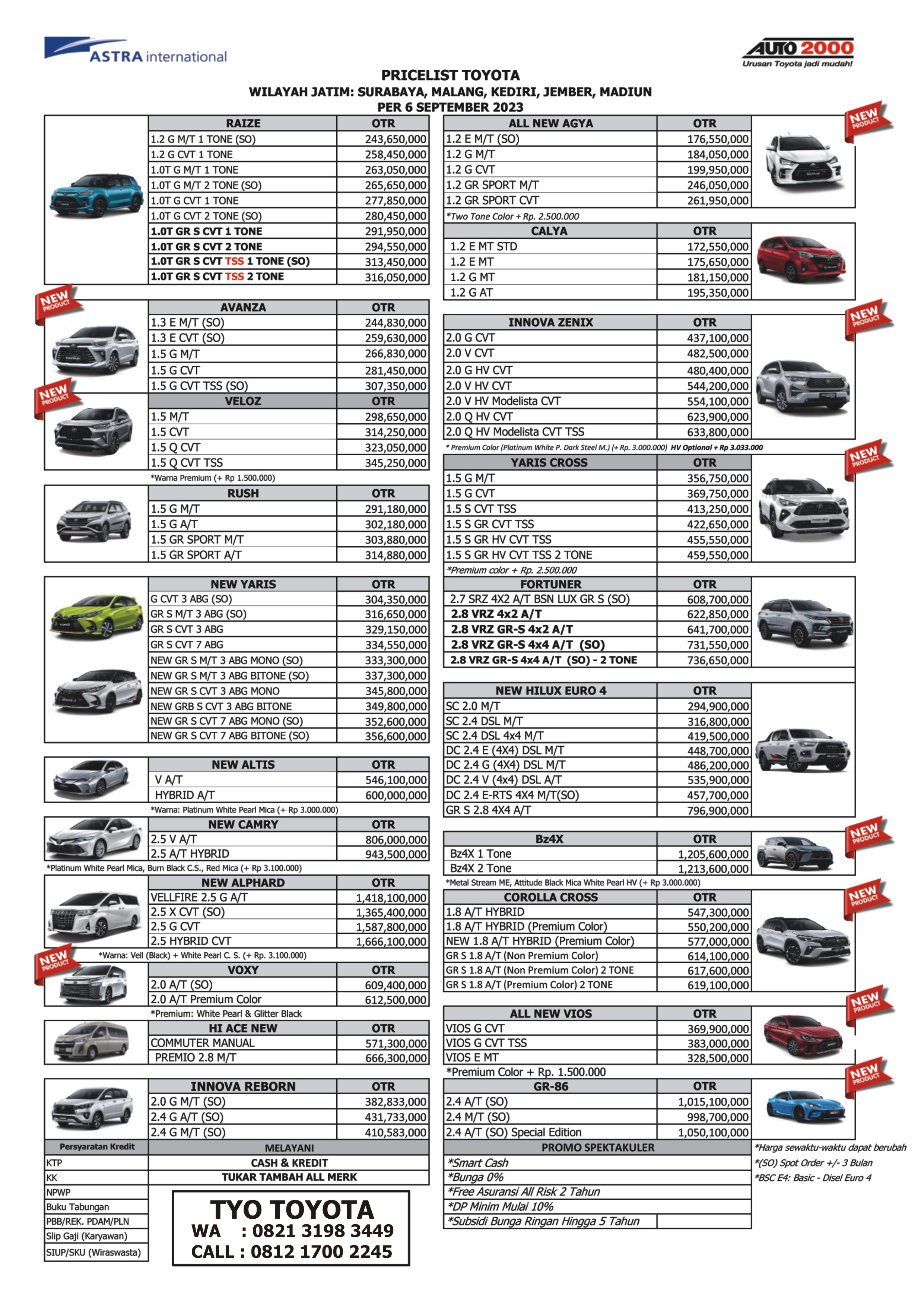 NEW PRICE LIST SEPTEMBER 2023 ,LEBIH Menguntungkan Beli Hari Ini, Segera Hub : Tyo